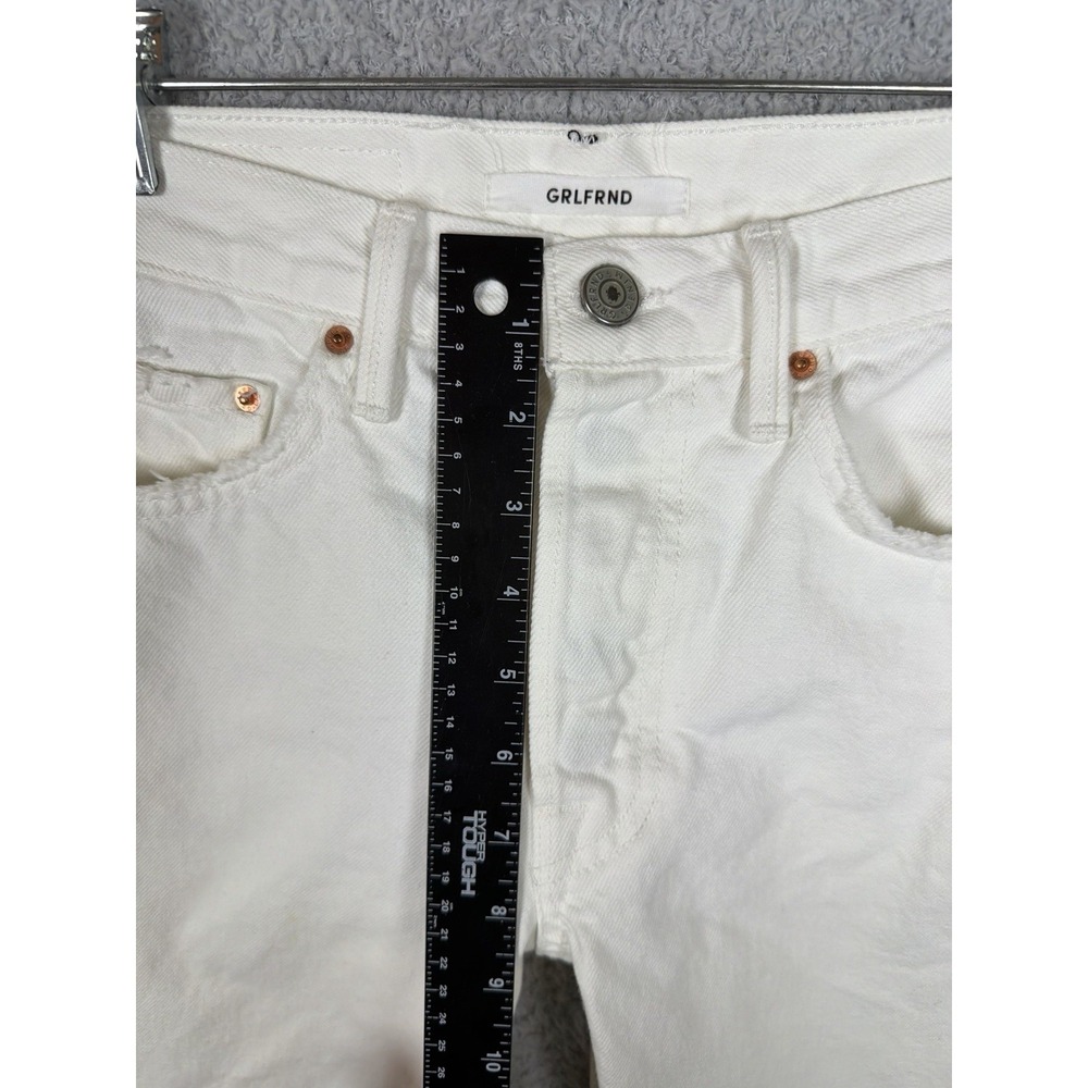 GRLFRND Jeans Womens 25x25 Helena‎ High Rise Straight Distressed Hem White - Picture 7 of 10